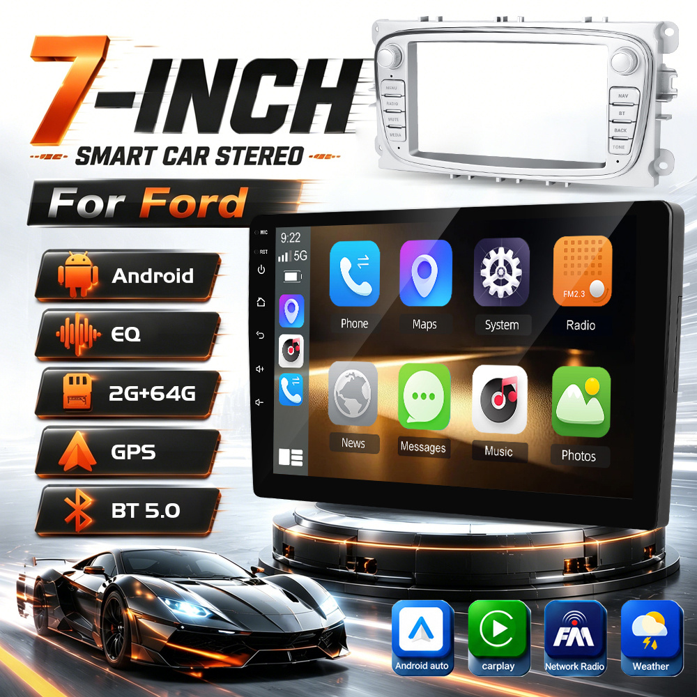 TEMU 15 Car Radio For Ford For Focus -max For For , 9 Inch 2 64g Car Radio With Carautoradio/ Touch Screen/ B-t/ Gps/ Swc/ Wifi/ / Fm/ Rds/ Hifi