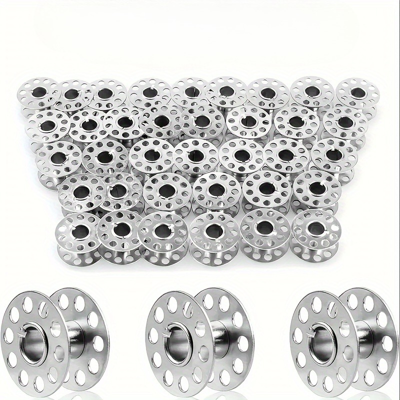 40pcs Stainless Steel Sewing Bobbins, Metal Thread Bobbins for Brother Singer, Universal Fit for Vintage Household Machines, Sewing Supplies