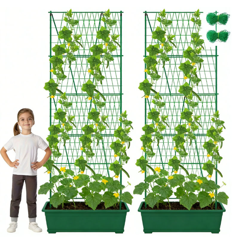 3-pack Foldable Cucumber Trellis Nets | A-type Garden Trellis Net, Suitable For Outdoor Climbing Plants, Climbing Net, Suitable For Pumpkins, Vegetables, Flowers - Green Plastic