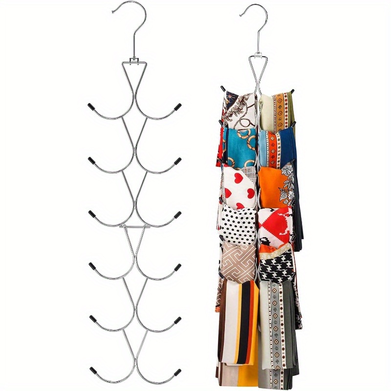 Belt hanger, tie rack, 10 slots tie belt scarf rack organizer sturdy plastic cabinet wardrobe space saver(black