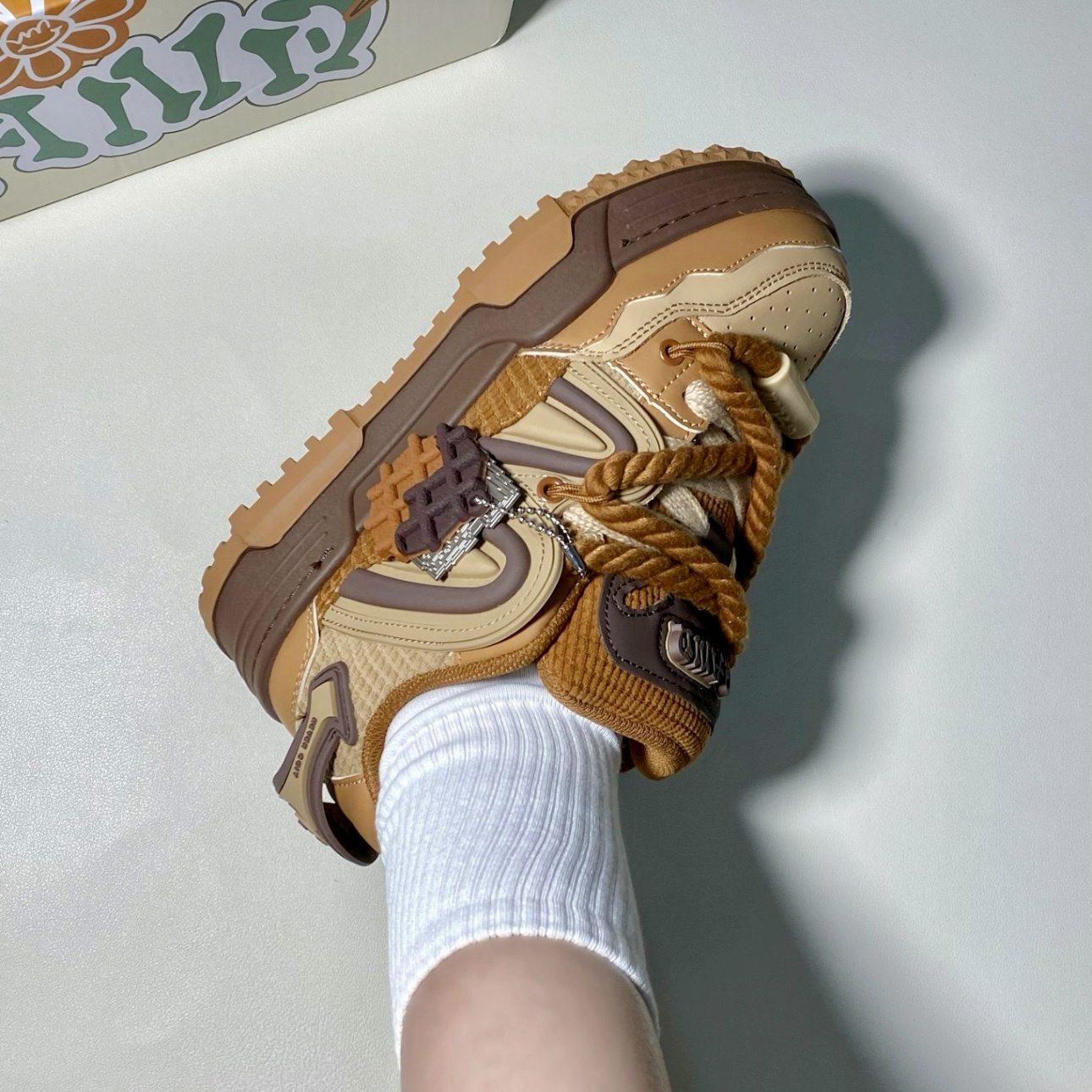 Skate Shoes Platform Sneakers Unisex Skate Shoes - Brown & Black Platform Sneakers with Lace-Up Closure, Breathable Microfiber Upper & Durable TPR Sole for Casual Wear, Sports, and Outdoor Activities