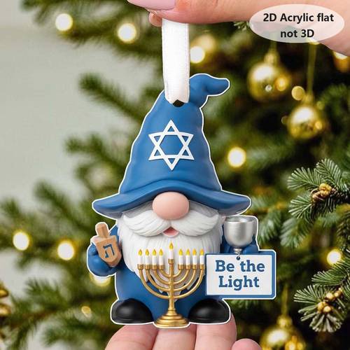 2d flat hanukkah gnome ornament acrylic jewish festival decor christmas tree decoration for holiday keepsake gift for family classic hanukkah party decoration for tree topper 2d flat christmas decor