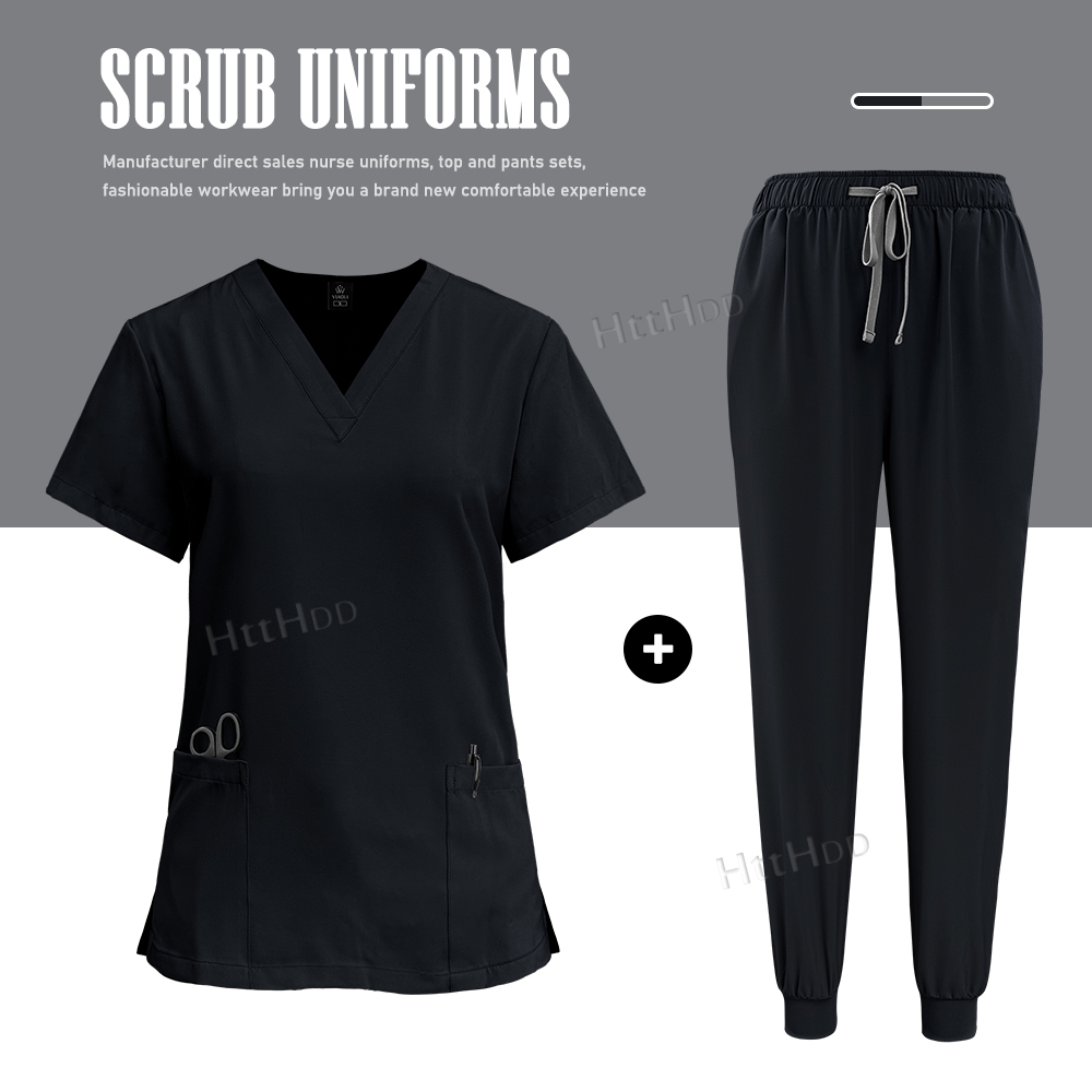 TEMU 2pcs Set Scrubs Uniforms Sets Nurse Grey Scrubs Uniform Top For Men Working Scrubs Unisex Nursing Uniforms Woman
