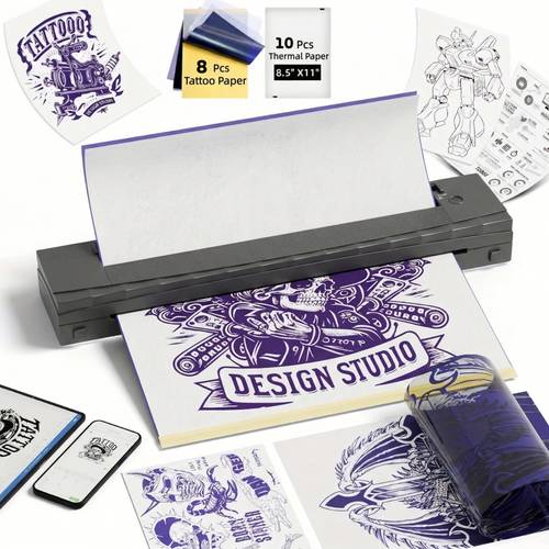 a4 inkless printer d80 portable thermal printer for wireless mobile travel supports letter mini printing compatible with and ios suitable folding paper paper thermal printer contains 20 sheets of tattoo