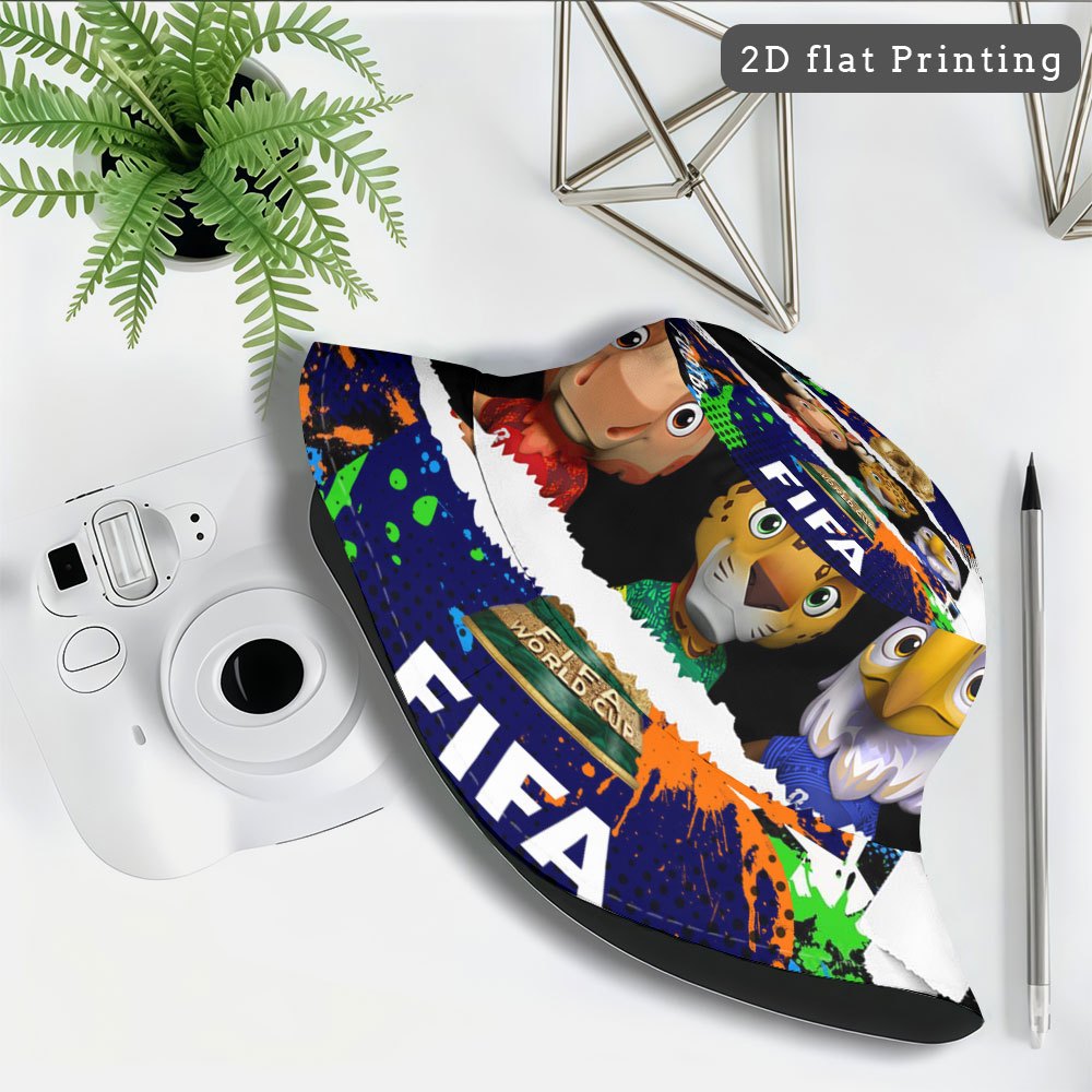 1pc FIFA World Cup Mascot Fisherman'S Hat - Selected Soft Fabric Bucket Hat, All-Over Print Design, More Comfortable to Wear, High-Quality And Durable
