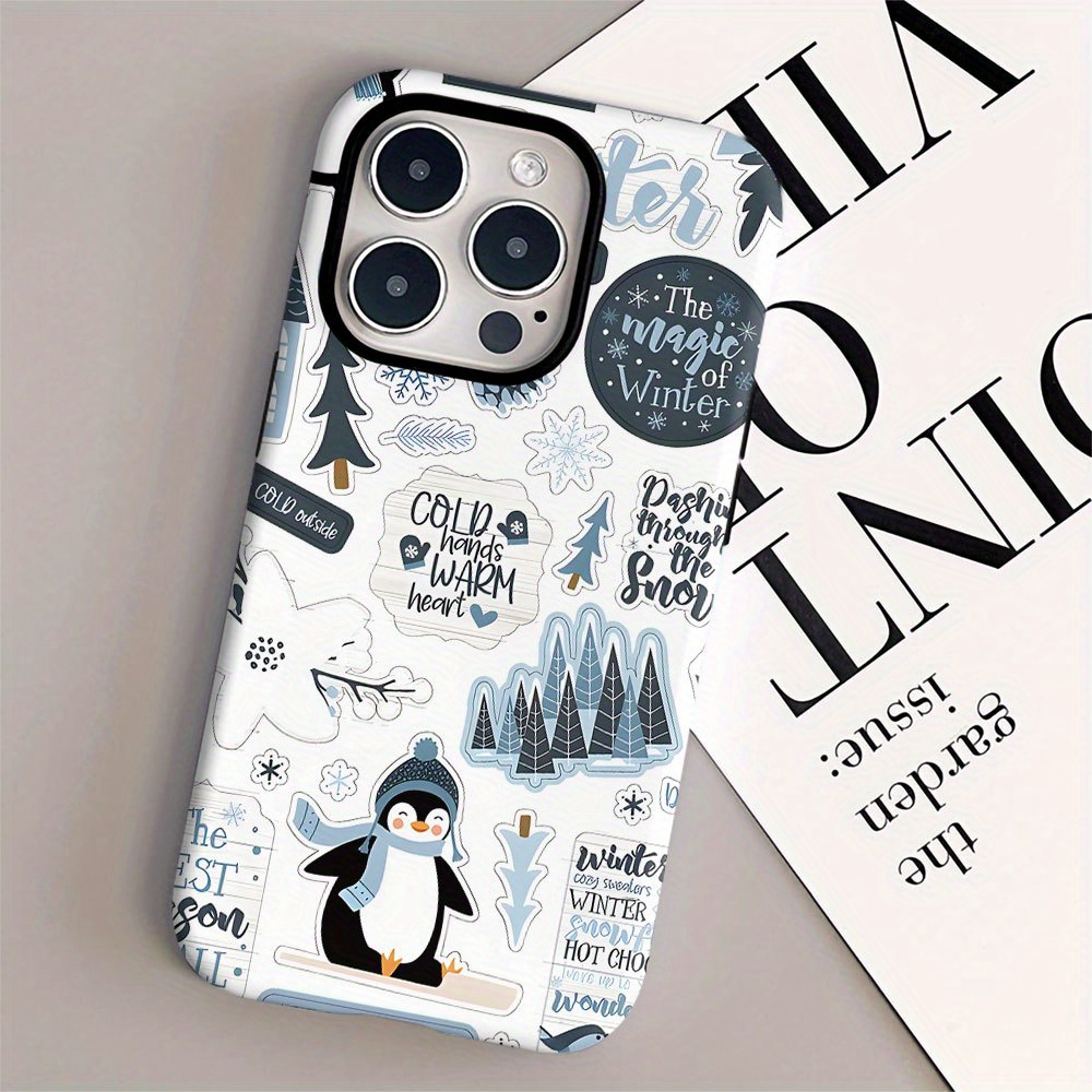 TEMU Phone Case: Winter Snow Christmas Cute Phone DÃ©cor -one Film Case - Tough, Dual Layered Case For Superior Protection, Durable, Drop-proof - For