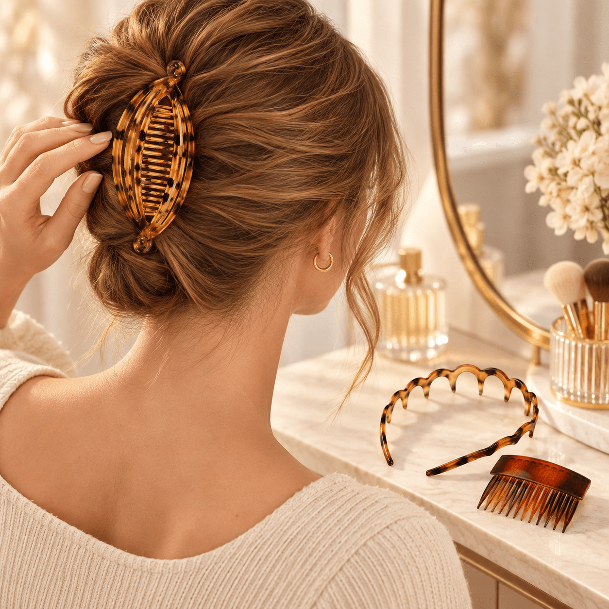 3pcs Tortoise Shell Hair Accessories Set, Headband & Hair Clip