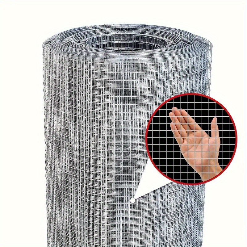 TEMU 1 Roll Of Galvanized Wire Mesh, 1/2-inch Mesh Size, Easy To Cut, Used As Rodent-proof Netting, Cabinet Metal Mesh, Window Screen- Suitable For