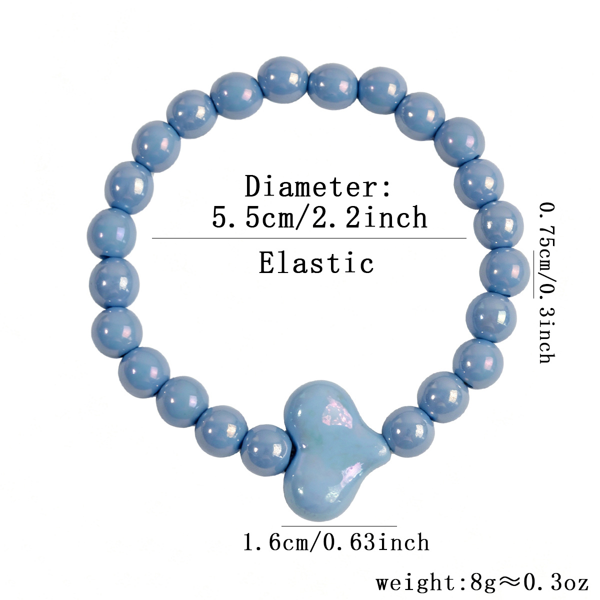 7pc Bohemian Heart Stretch Beaded Bracelet Set for Women