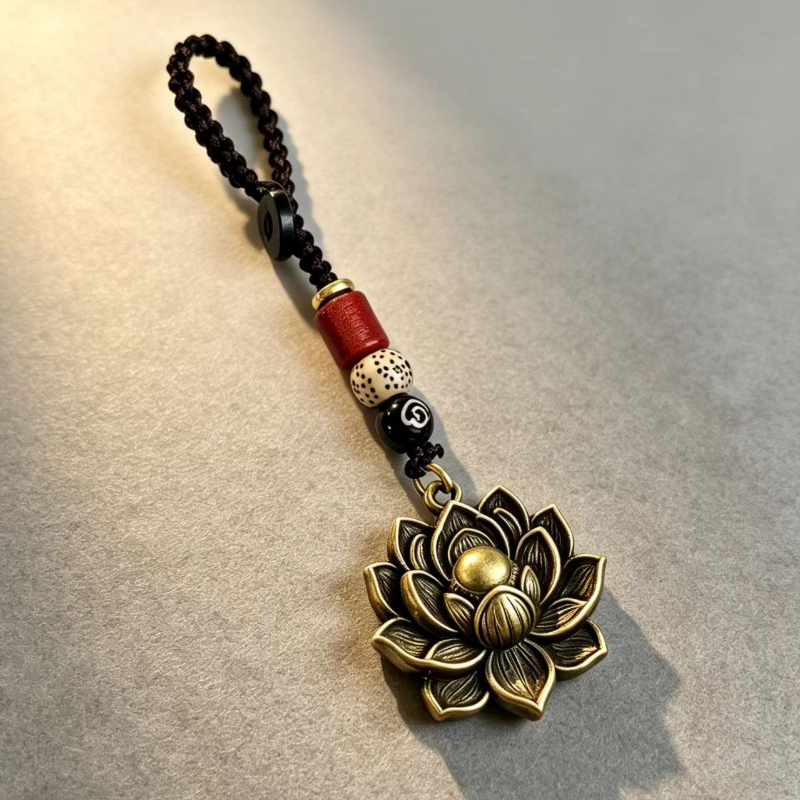 Lucky Lotus Keychain Pendant, Chinese Style Charm