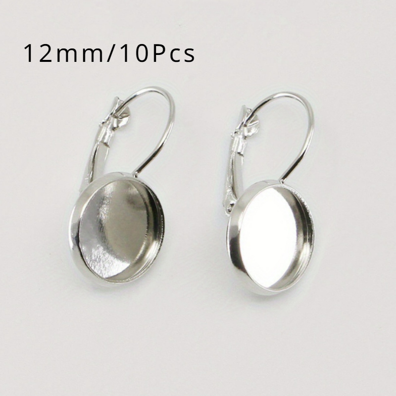 10pcs 12mm Leverback Round Earring Trays - Making Supplies, Tray For Gemstone Inlay