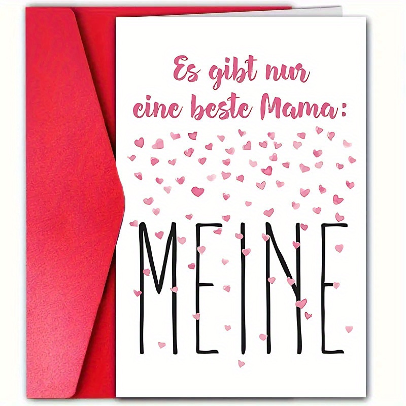 1pc Meaningful German Mother's Day Card With Envelope, Featuring , For The , Suitable For Mother's Day, Birthday, Appreciation, Etc., Creative Mother's Day Card - " Is 1 In The World"