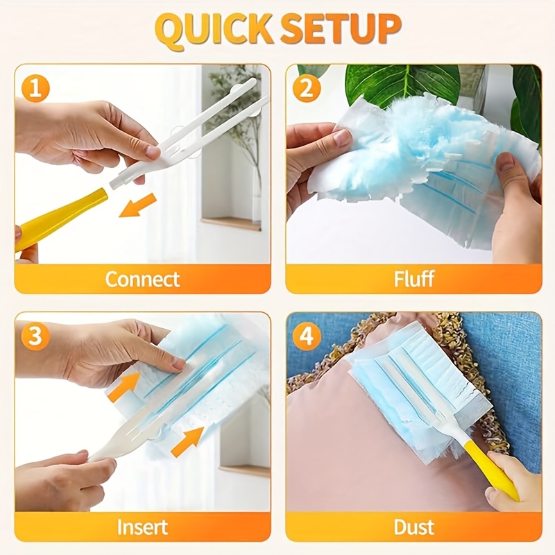 Set de 21 piese (20 cârpe de praf albastre + 1 mâner) Mătură de praf electrostatică de unică folosință, un must-have pentru curățarea casei și a mașinii, mobilă, tastatură și mătură de praf pentru mașină cu capete de schimb, o unealtă de curățare multifuncțională.