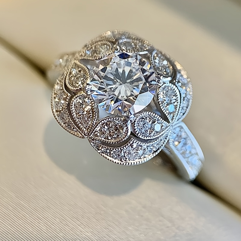 E-shop Luxuriöser, eleganter Blumenring für Damen, Hochzeit, Verlobungsfeier, Schmuckzubehör (ohne Schachtel)