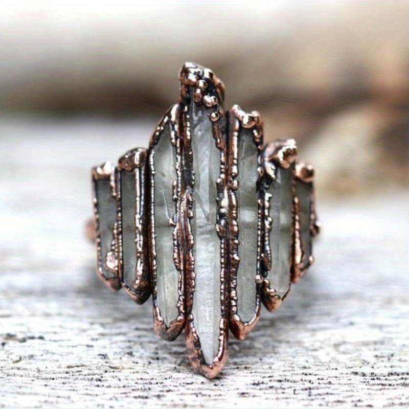 

1pc Golden Alloy Ring With Irregular - Vintage-inspired, Textured Surface For Casual Attire