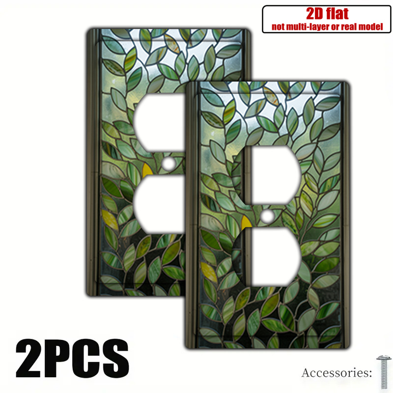 TEMU 2pcs 2d Flat Switch Cover, Green , Design Light Switch Plate Cover Wall Plate Decorative, Light Luxury Socket Lamp For Kitchen Or Bedroom