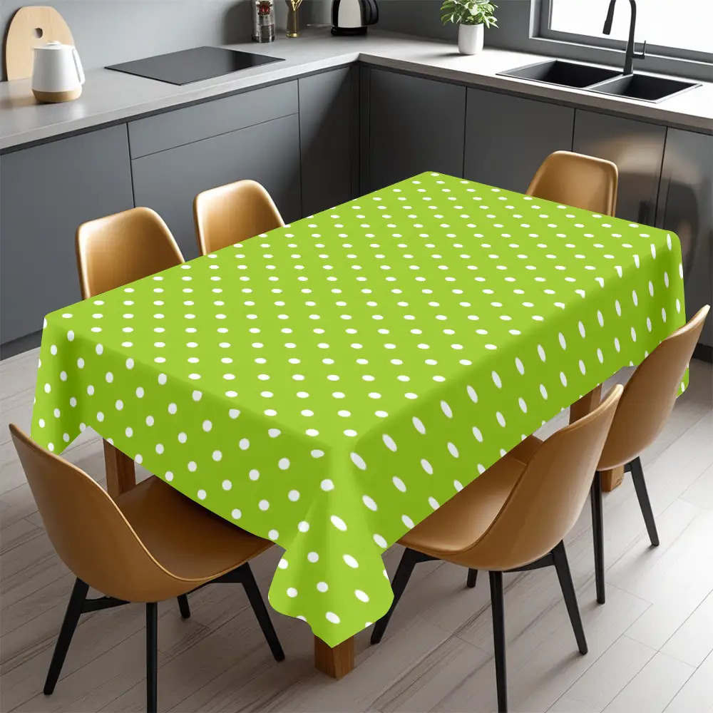 TEMU 1pc Soft Stylish Polka Dot Tablecloth - Easy To Clean, Durable Polyester, Anti-scalding And Anti-scratch, Rectangular Design For Restaurants,