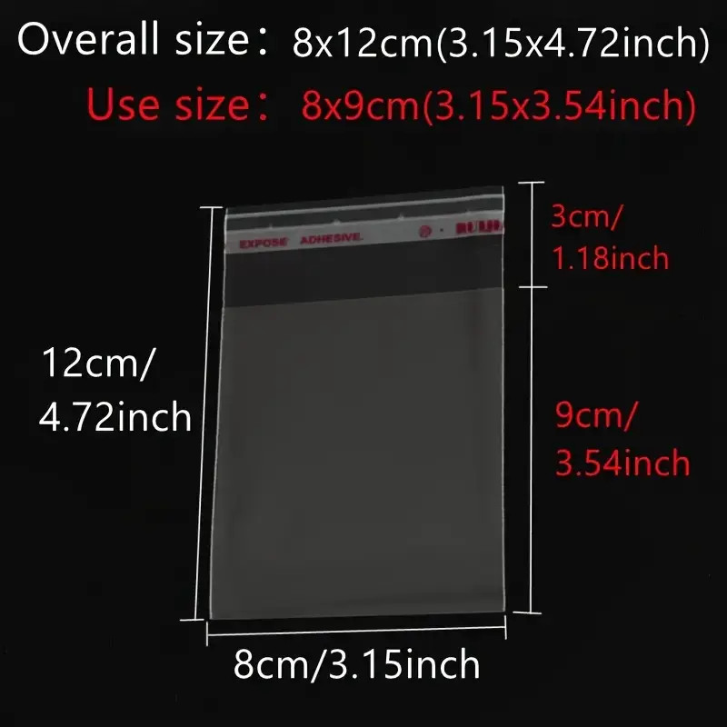 TEMU 500 Transparent Plastic Bags With Self-adhesive Sealing, Available In Different Sizes For Delivery Packaging, Jewelry, Hair Additions,