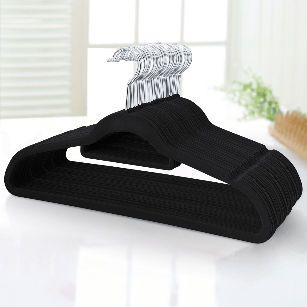 Costoffs 100pcs Velvet Clothes Hangers Suit Hangers With Non-slip Surface Jacket Hangers With 360 Rotating Hooks