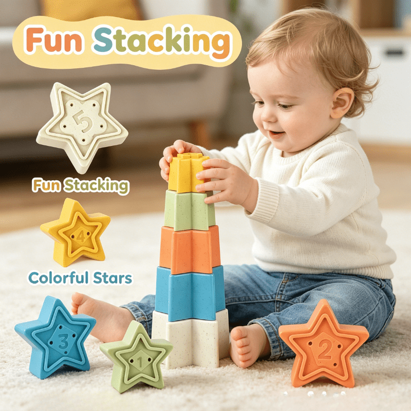 5pcs Star Stacking Cup Set for Bath Time Fun
