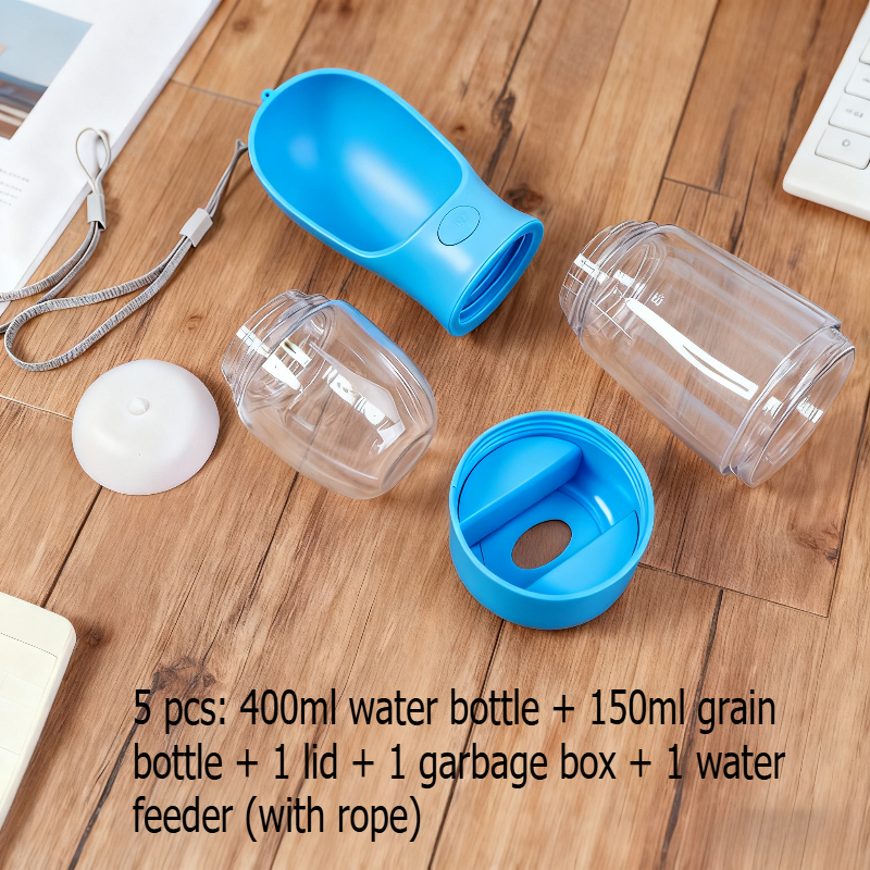 a portable outdoor pet water and food cup for walking dogs   in one outdoor pet water and food container a dog water bottle a dog treat bag a pet   dog snacks pet lunch dog food dispenser dog water dispenser dog feeder Product details 2