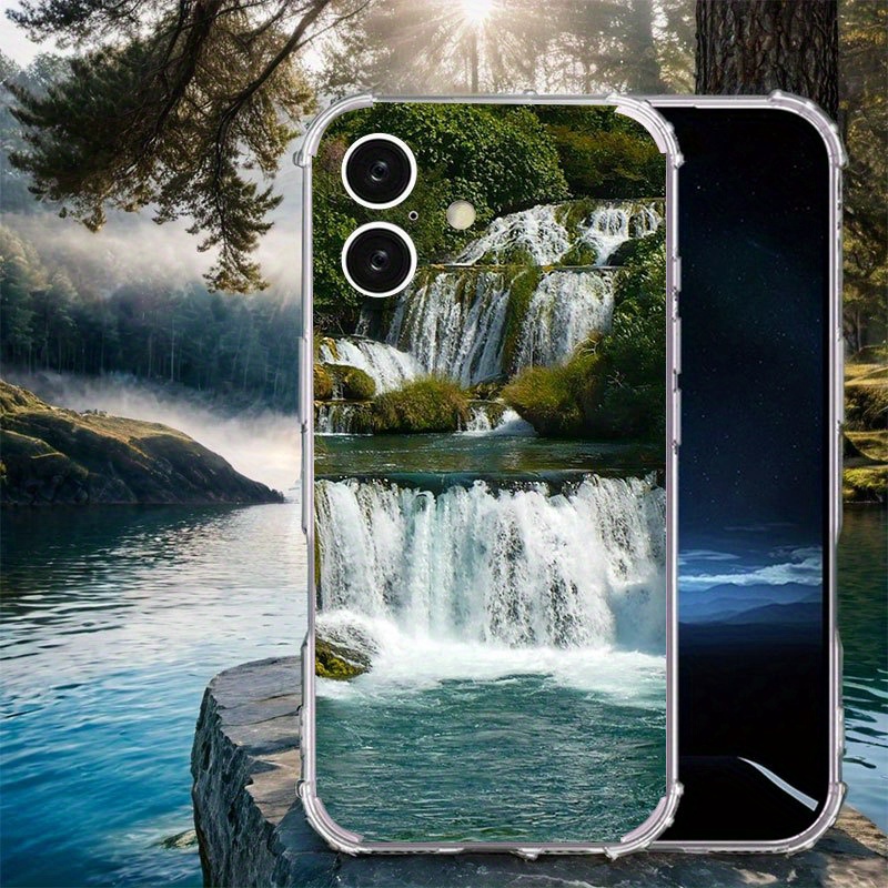clear tpu cover fashion waterfall pattern phone case Temu Bahrain