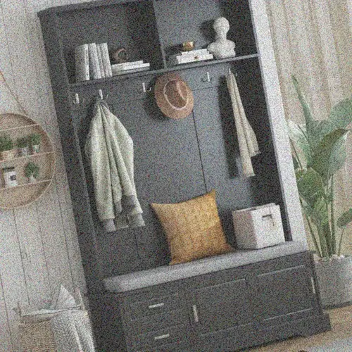 trendy elegant hall tree with sliding doors versatile coat rack 6 hooks mudroom bench cabinet w shoe storage cushion for hallway living room 2x78 7