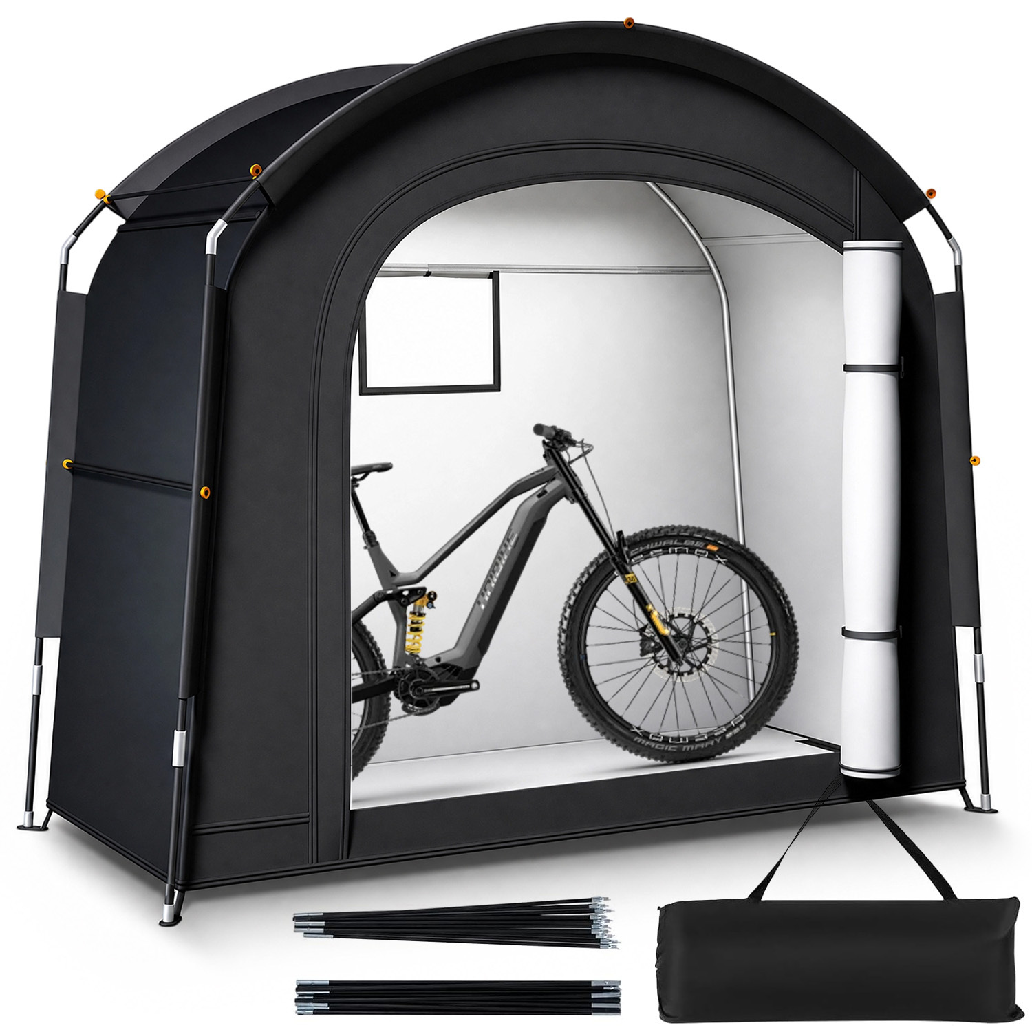 Outdoor Bicycle Storage Tent, Shelter 200 X 80 X 165cm Featuring Ventilation Window, Portable For Patio, Balcony, Courtyard And Camping Use