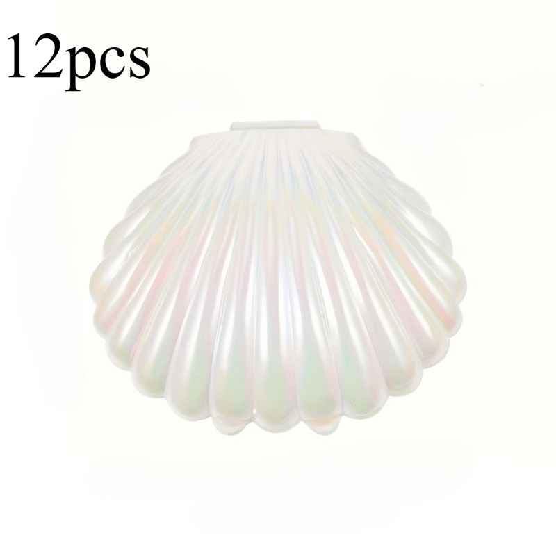 TEMU 12pcs Pearl-colored Seashell Boxes, Mini Plastic Conch Containers, Suitable For Wedding Party Favors, Jewelry Storage, And Table Centerpieces