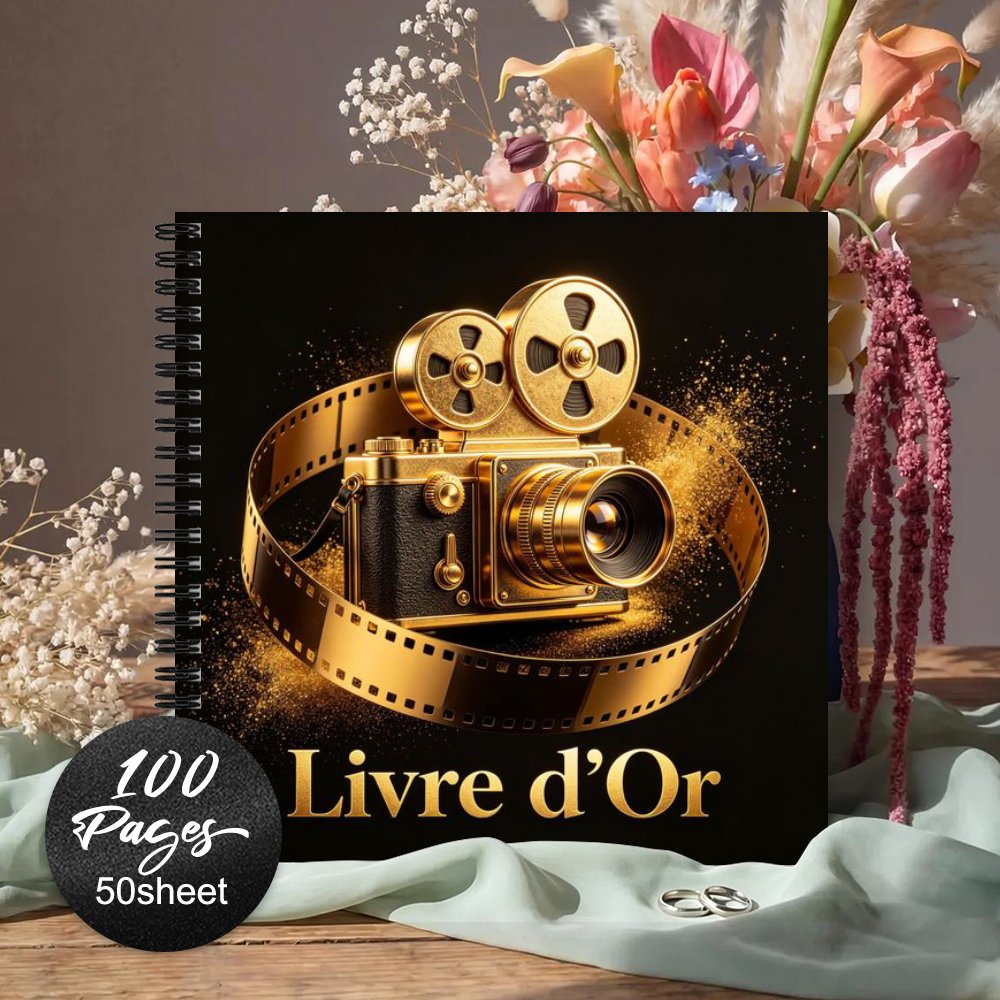 TEMU 1 pièce 'or français, 'or sur le thème d'appareil photo doré vintage pour souvenirs et vœux, journal-souvenir parfait pour que signent d'une
