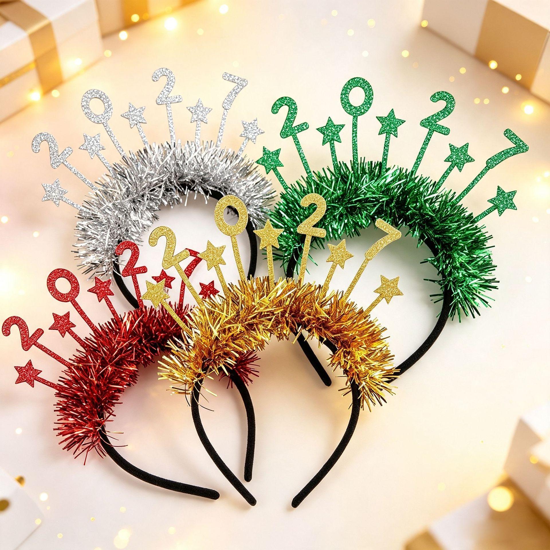 TEMU 4pcs And Tinsel Number Headbands - 2027 New Year's Eve Party Headwear Festive Decorative Headwear And Christmas Essentials