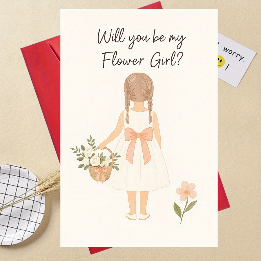 TEMU 1pc Fun Gift "will You Be Girl?" Card, Elegant Bridesmaid Invitation, Wedding Party Keepsake, Ideal For Bridal Shower Or Engagement Celebration