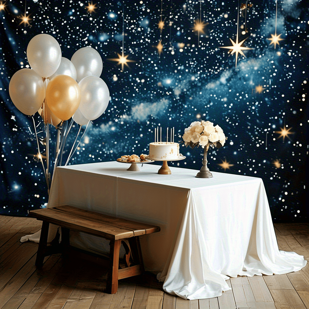 TEMU 1pc Elegant Large White Rectangular Polyester Birthday Decoration Tablecloth, Reusable, Suitable For Weddings, Birthday Parties, Family
