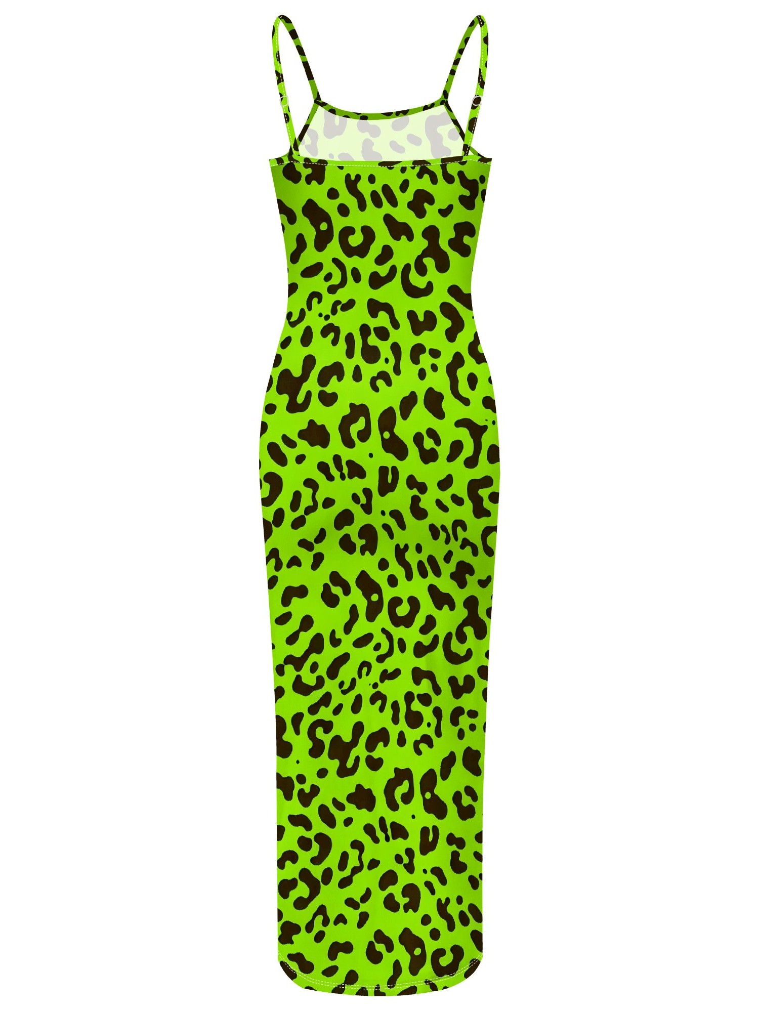 neon green leopard print dress animal pattern slip bodycon sculpted wedges