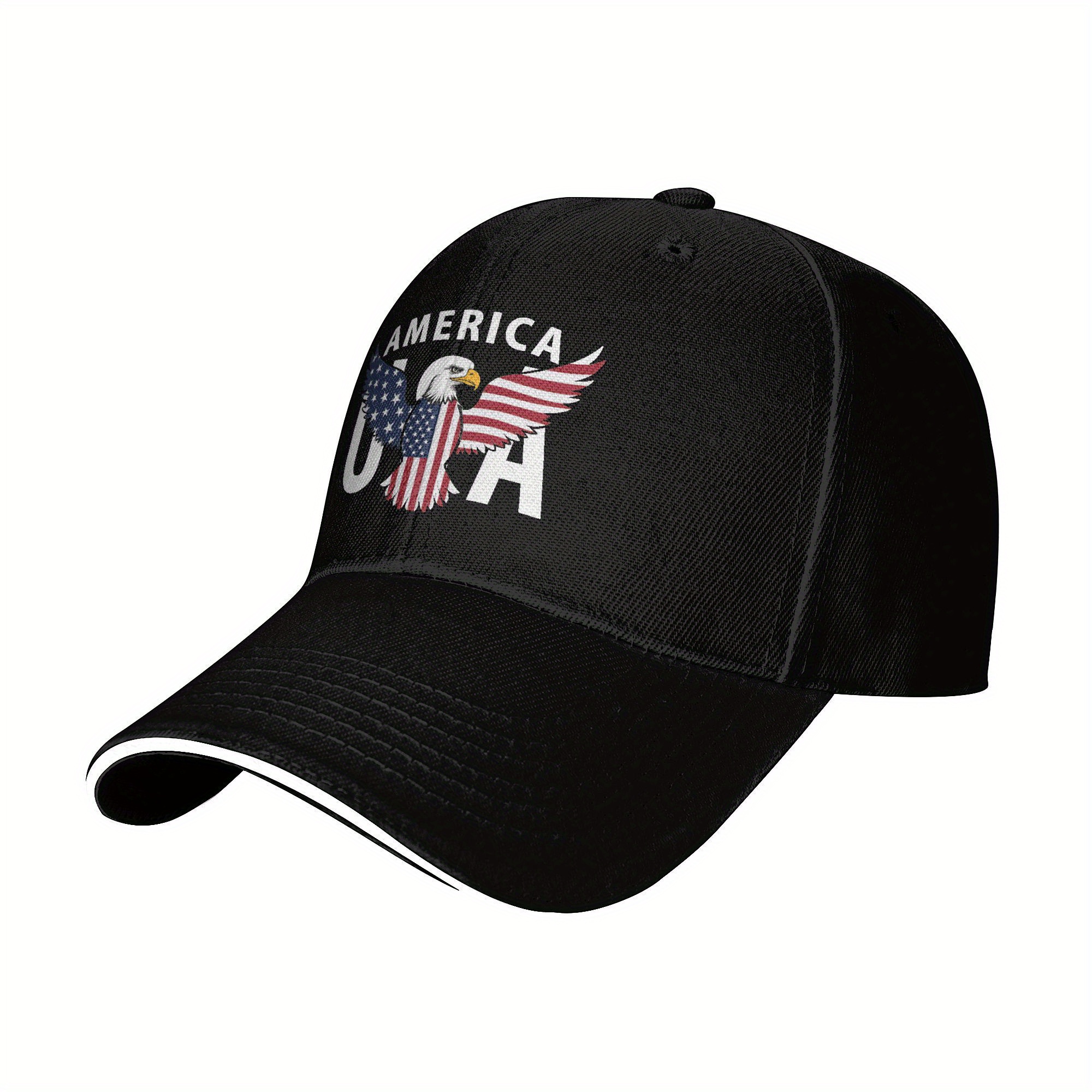 TEMU Usa Eagle Baseball - Trucker Hat For Outdoor Sports & Hip Hop Streetwear, Black With American , Patriotic Clothing | Trucker Hat |
