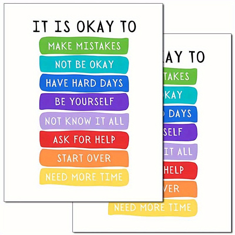 TEMU Print Painting, Boho Classroom Decor " Okay To Feel " Emotional Regulation Poster - Colorful Educational Wall Art For School Counselors, Relax