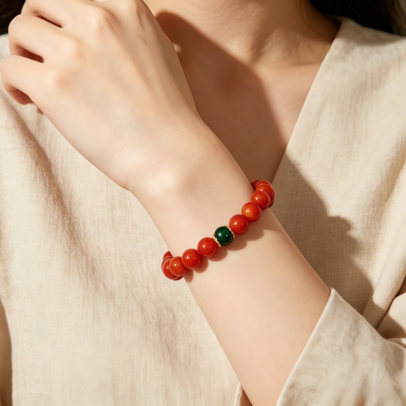 Natural Stone Beaded Bracelet, Handcrafted