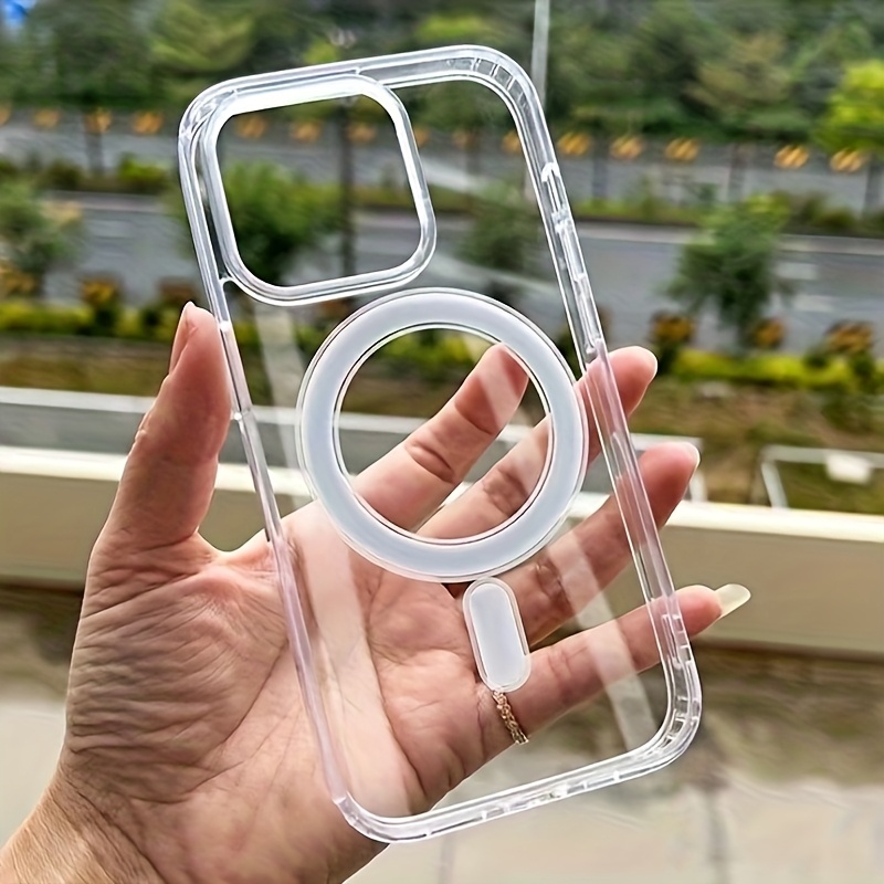 phone case luxury transparent magnetic wireless charging phone case for iphone 11 12 13   17 pro   plus shockproof   cover