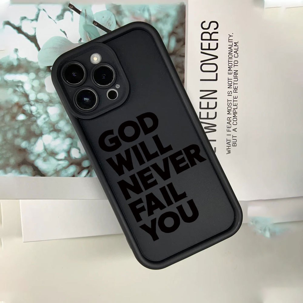 Black English GOD Cartoon Creative Hot Selling Pattern Eye Staircase  Mobile Phone Case Personality and Simple and Fash