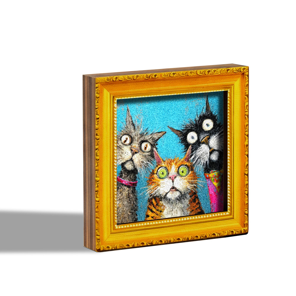 E-shop 1 Stück Niedlicher Lustiger Katzen-Kühlschrankmagnet, Holz-Mini-Dekorationsbild, Hintergrund, mit Großen Augen, Holz-Kühlschrankmagnet, Deko für