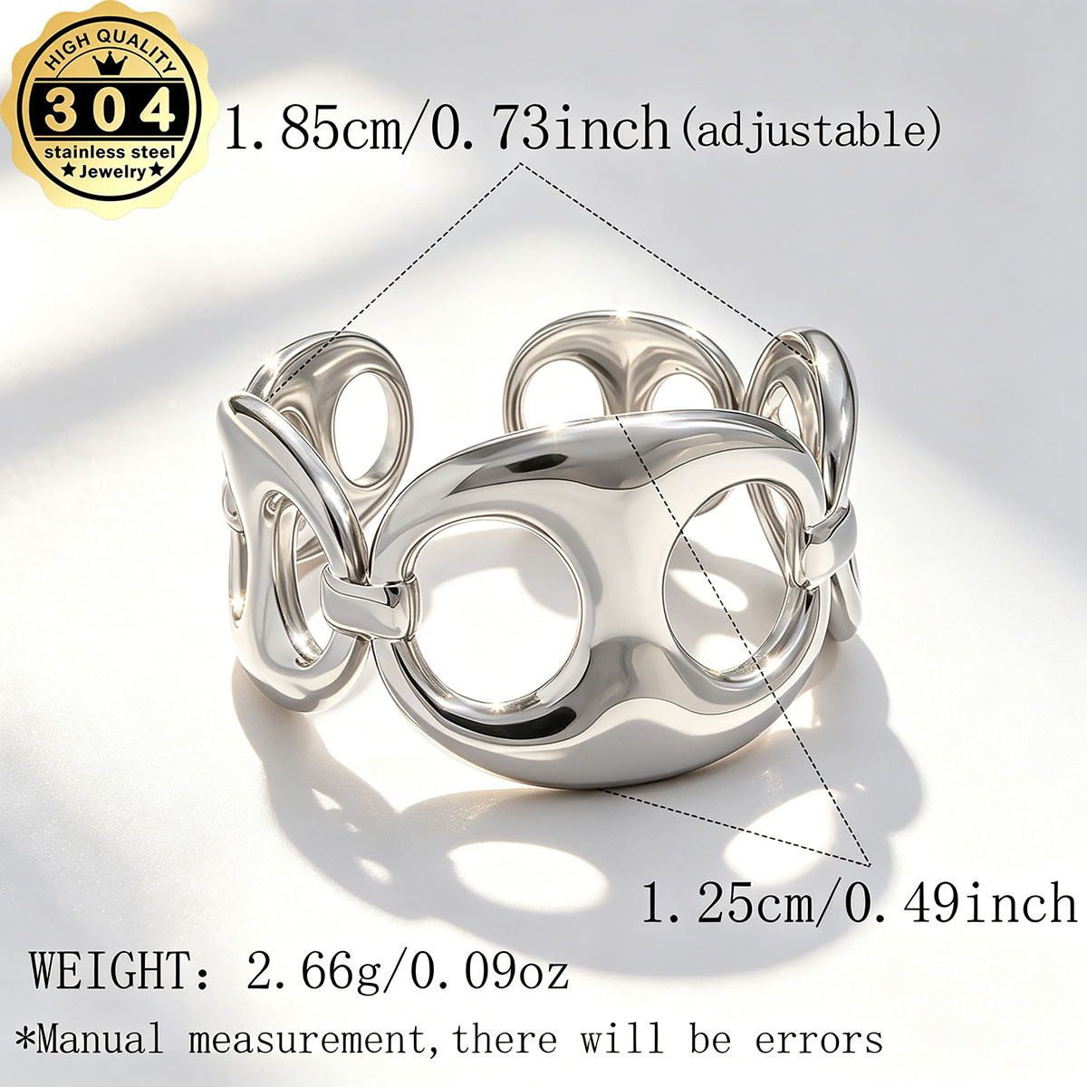 Women's 18K Gold Plated Hollowed-out Pig Nose Chain Ring