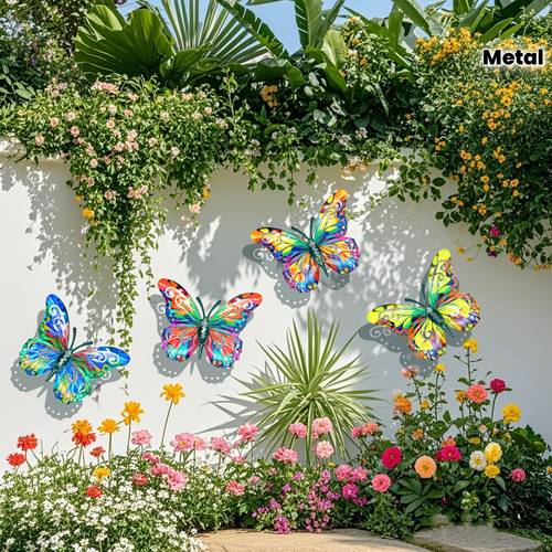 2d, juego de 4 piezas de decoración artística de pared de s acrílicas coloridas, adorno de pared de figura de acrílica, para jardines, patios, salas de estar, dormitorios, terrazas, —no necesita fuente de alimentación, decoración artística para valla exterior