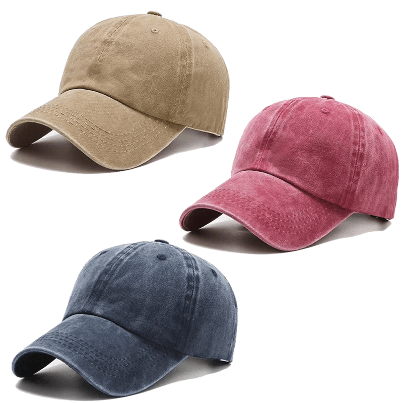 TEMU Conjunto de 3 gorras de béisbol vintage lavadas, unisex, gorras deportivas casuales de color sólido, ligeras y con estilo, aptas