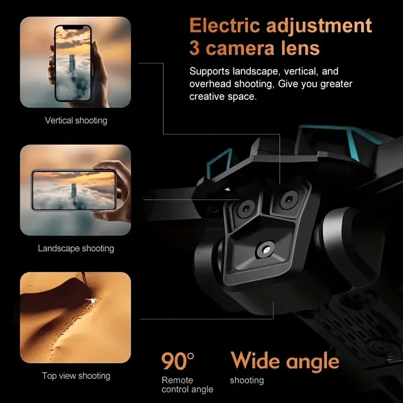 K12 Max Upgrade RC Drone Toy with Brushless Motor, HD Camera, 360° Obstacle Avoidance & Optical Flow - Wireless Remote Control, Realistic Drone Sounds, STEM Learning Gift for Teens 12+ (Black with Blue Accents), Remote Control Drone, Tech Gift, Highquality Construction