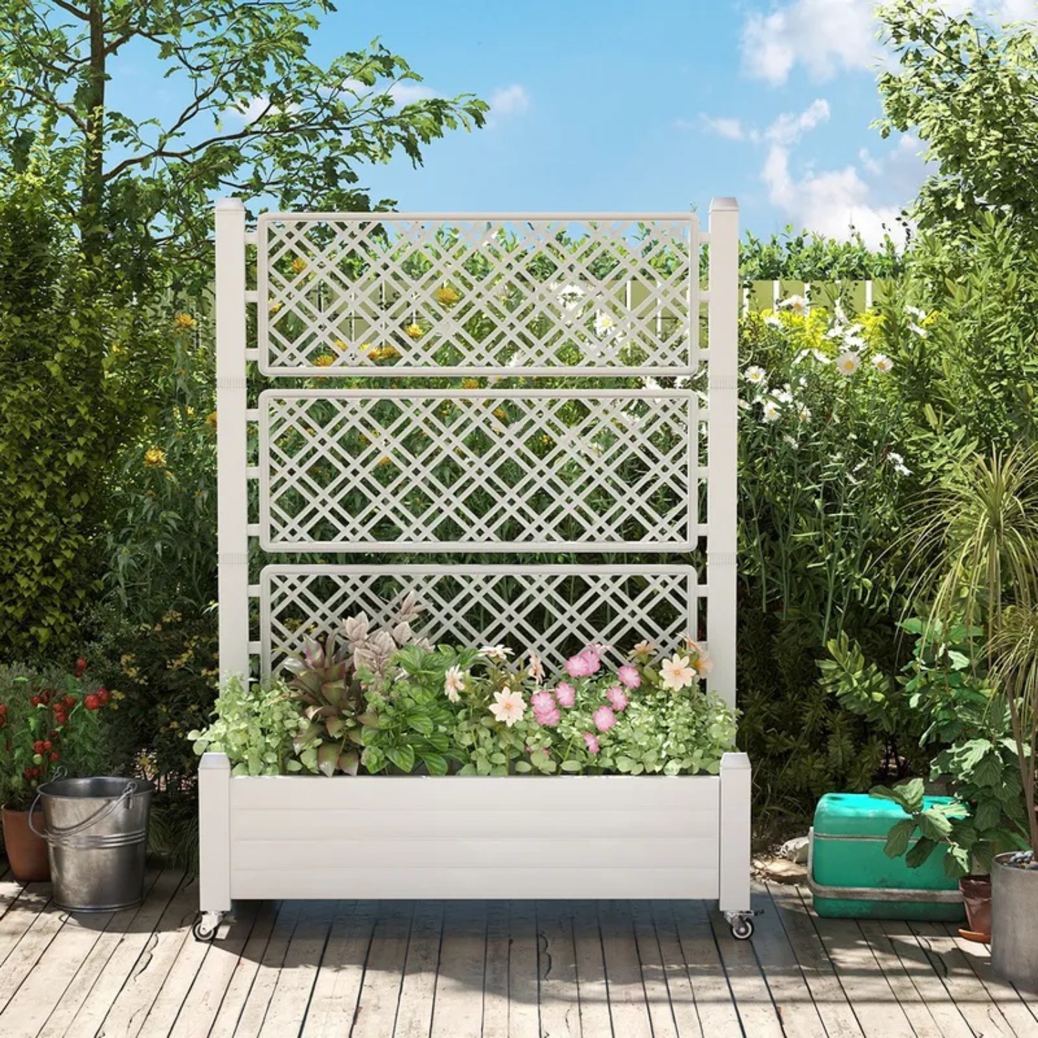 Wheeled Mobile Garden Planting Rack, Outdoor Courtyard Planting Bed, Sturdy and Durable, with A Loose and Breathable Bottom, Adopting A Detachable Design, It Is An Ideal Gardening Planting Box for Various Indoor, Balcony and Outdoor Scenarios.