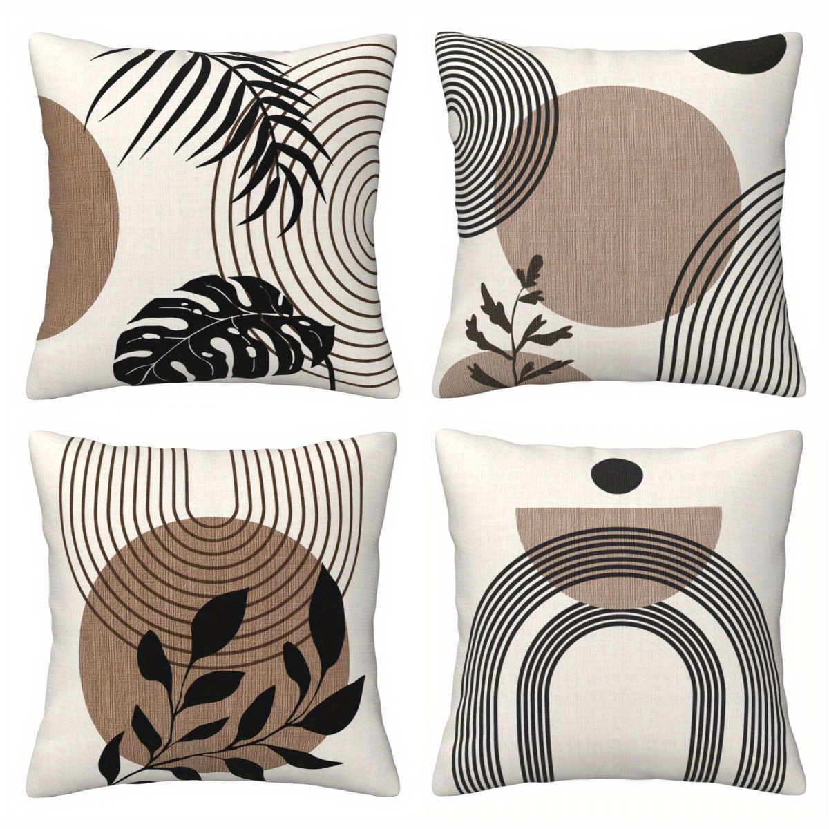 TEMU 4 pezzi Copricuscini con Stampa a Foglie e Motivi Geometrici in Stile Bohemien, Morbidi e Confortevoli, per Soggiorno, , Letto, Camera da Letto,