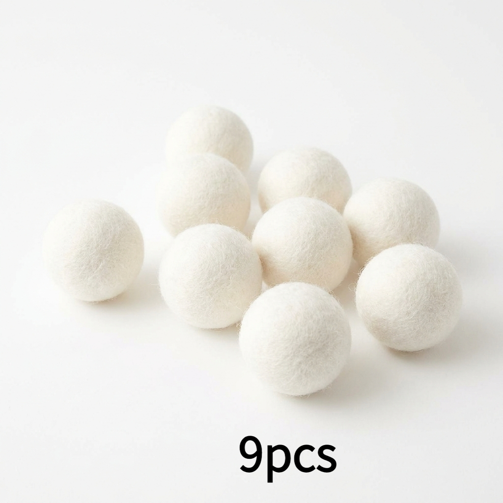 TEMU 9pcs Wool Dryer Ball Set - Fabric Softener, Minimizes Wrinkles And Drying Time, Essential Oils, Alternative To Dryer Sheets, Reusable Laundry