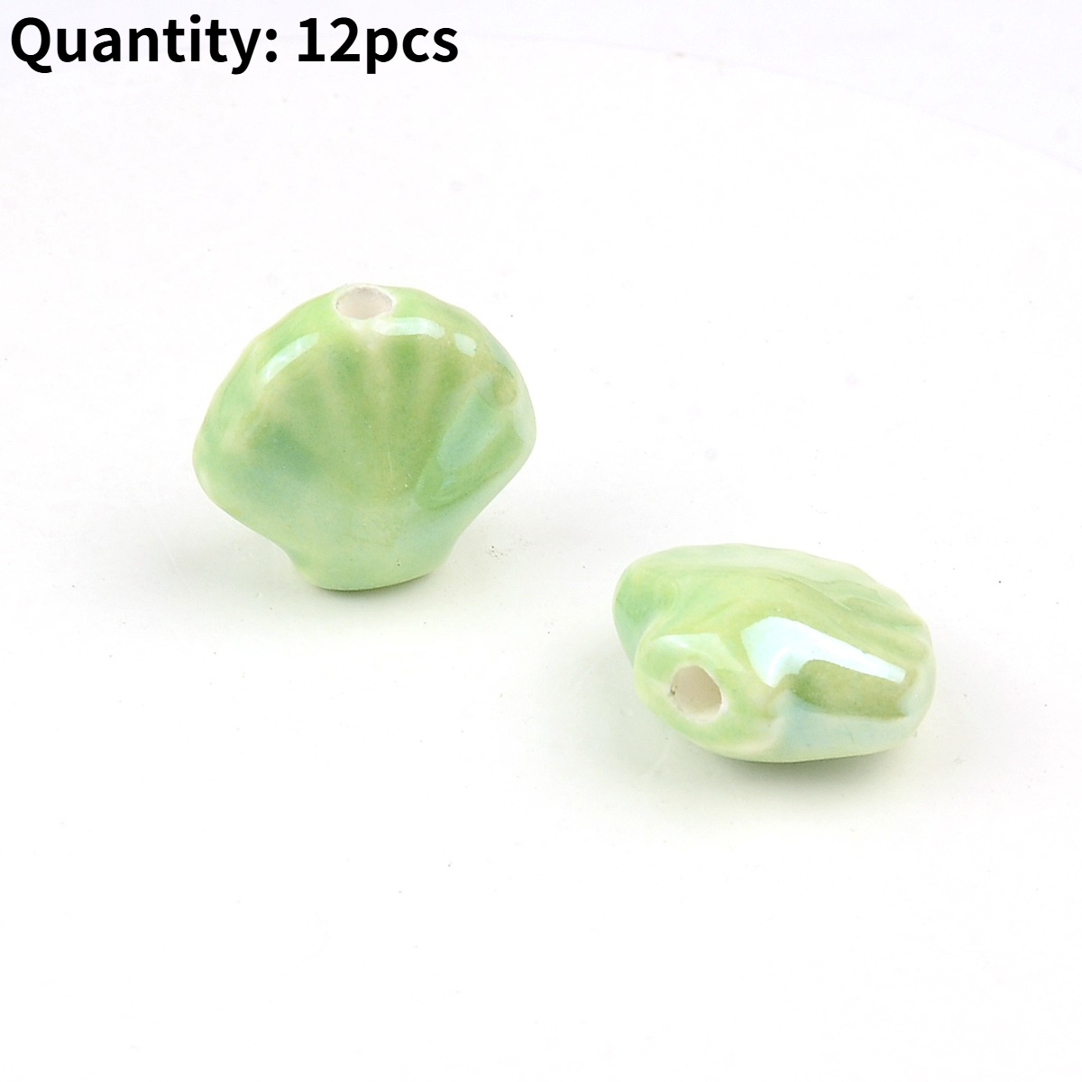 12pcs Scallop Shell Ceramic Beads for DIY Jewellery Making
