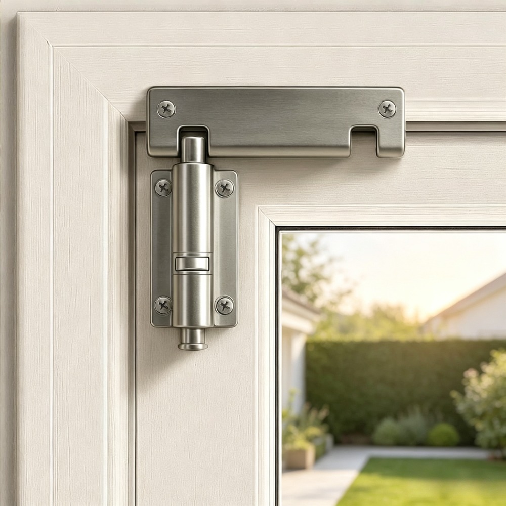 TEMU Stainless Steel Heavy-duty Sliding Door Lock, Top And Bottom Mounting Type, Terrace Glass Sliding Door Limit Lock, Ventilated And Anti-theft
