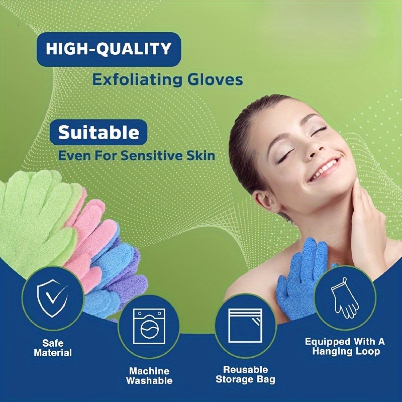 5pcs Colorful Exfoliating Gloves Set for Spa & Body Scrubbing